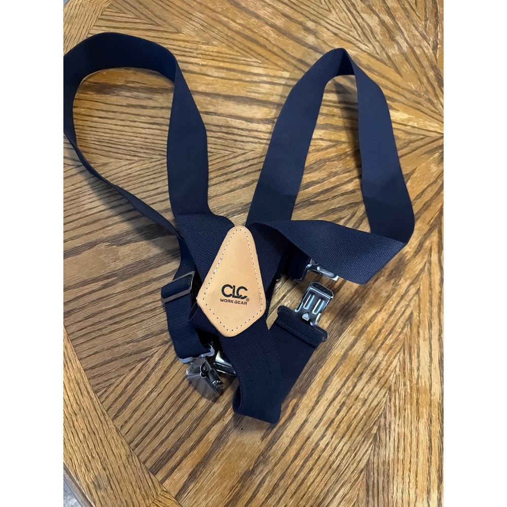 CLC Work Gear Mens Black Heavy Duty Elastic X Back Suspenders Metal Clips Wide